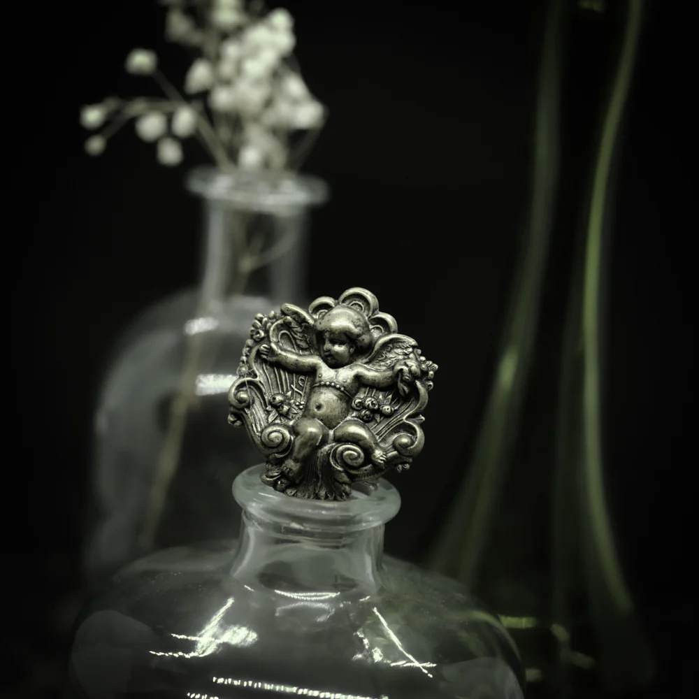 Antiqued Brass Victorian Angel Statement Ring - Image 3