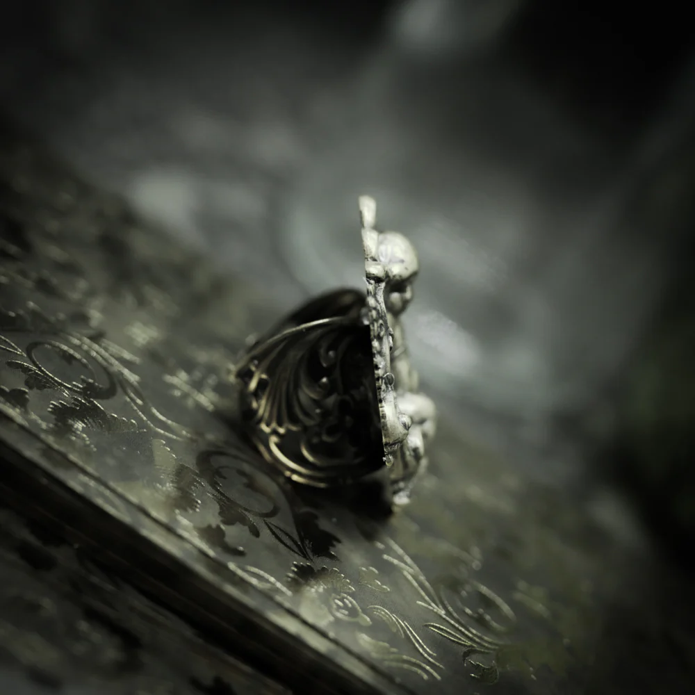 Antiqued Brass Victorian Angel Statement Ring - Image 5