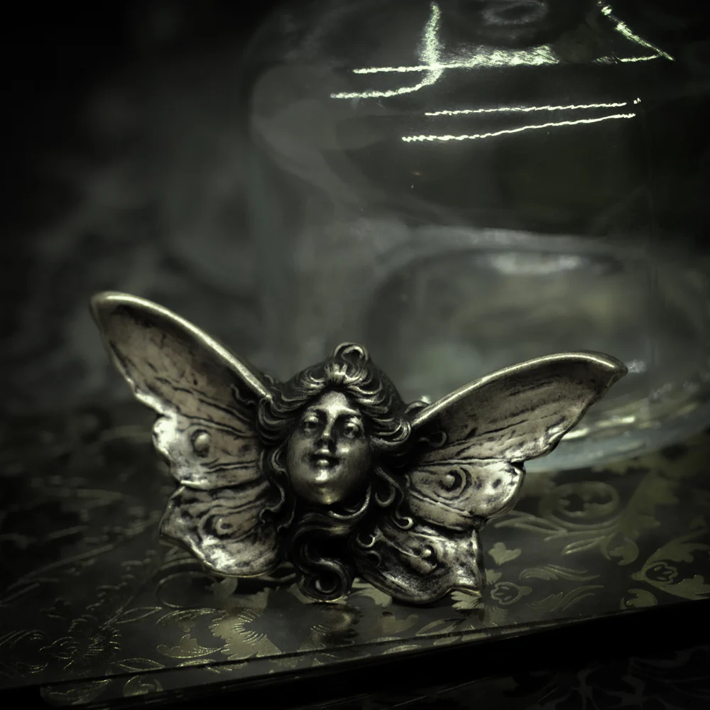 Massive Art Nouveau Butterfly Goddess Statement Ring - Image 3